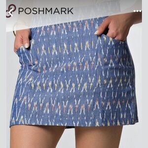 NWOT Mata Traders blue ikat cotton miniskirt with pockets size XL